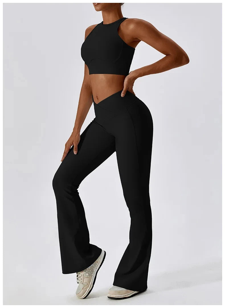 Sportedly Hohe Taille Leggings Für Frauen Mit Push-Up Fitness-Sport-BH Für Ideale Trainingsoutfits Schwarz