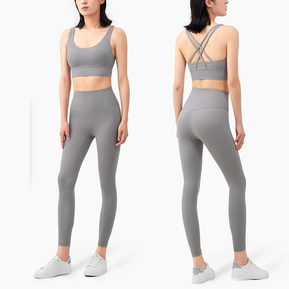 Stylische Sportmode Für Frauen: Nahtlose Yoga Ensembles Für Maximale Bewegungsfreiheit Nashorngrau Satz 1