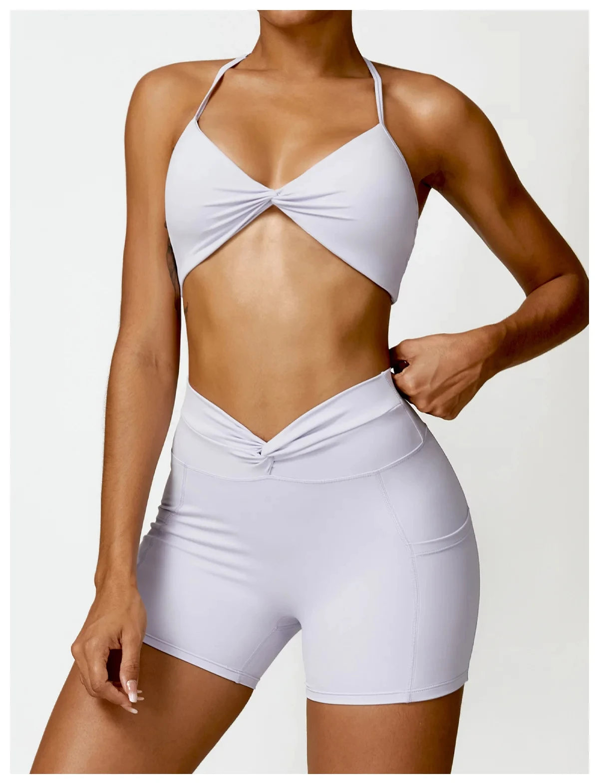 Modische Yoga Shorts Für Fitness & Outdoor Aktivitäten Grau Lila