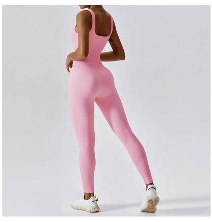 Fitness-Einteiler mit Bauchkontrolle und Push-Up, Fadenburg Rosa