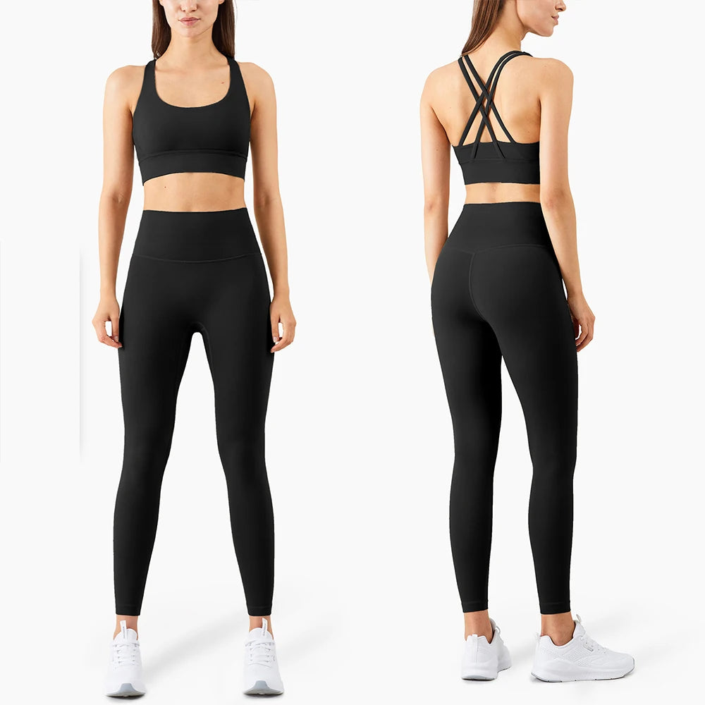 Stylische Sportmode Für Frauen: Nahtlose Yoga Ensembles Für Maximale Bewegungsfreiheit Schwarzer Satz 1