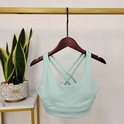 Damen Sport-BH Push-Up Mit Offenem Rücken Hellgrün