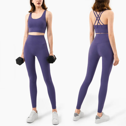 Stylische Sportmode Für Frauen: Nahtlose Yoga Ensembles Für Maximale Bewegungsfreiheit Lila Satz 1