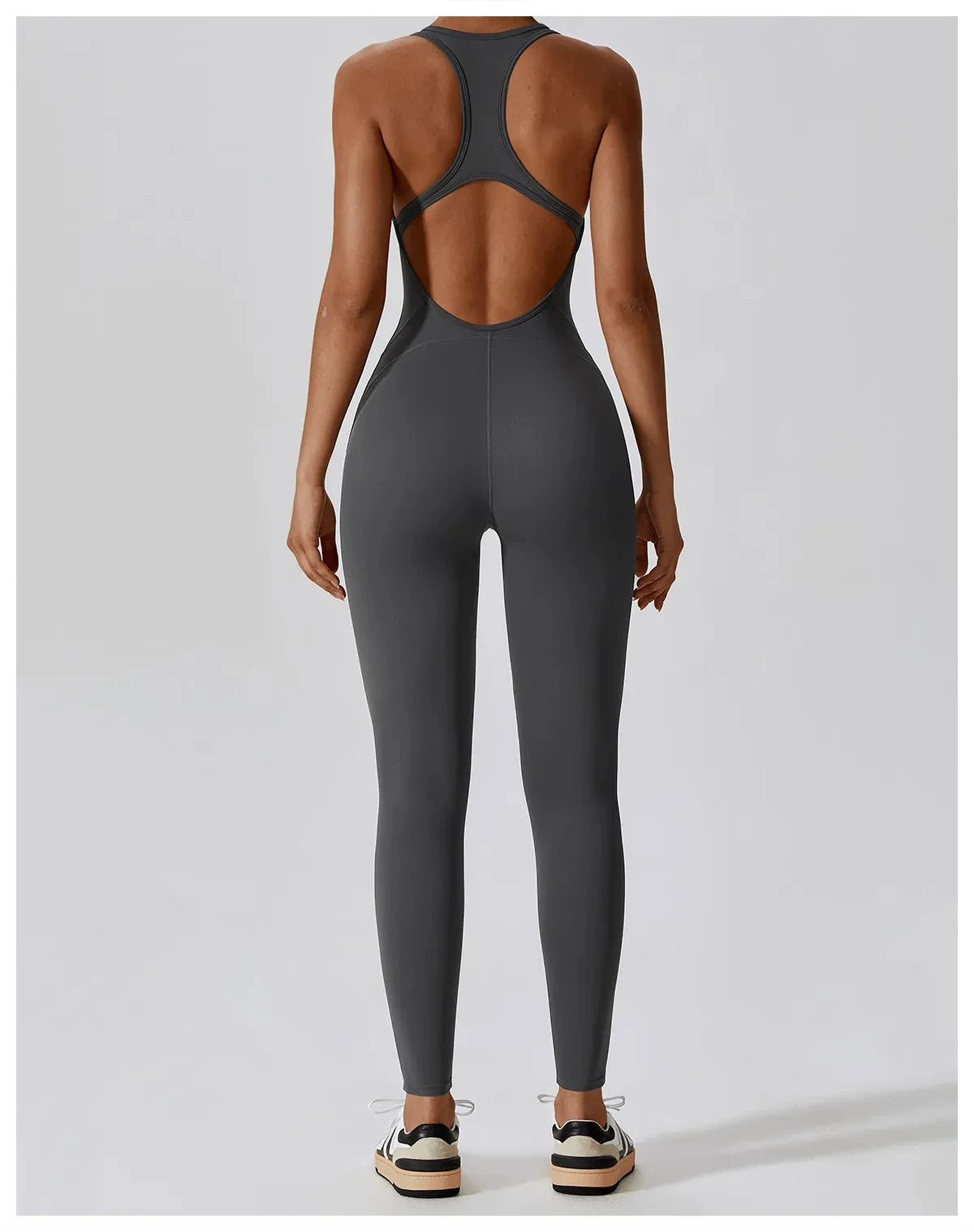 Sportliche Fitness Salopette, Push-Up Pilates Trainingsoutfit grau 1