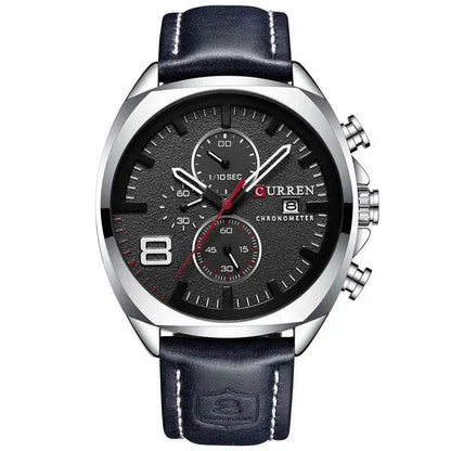 WASSERDICHTE CHRONOGRAPH-MILITÄR-SPORTUHR Silberblau