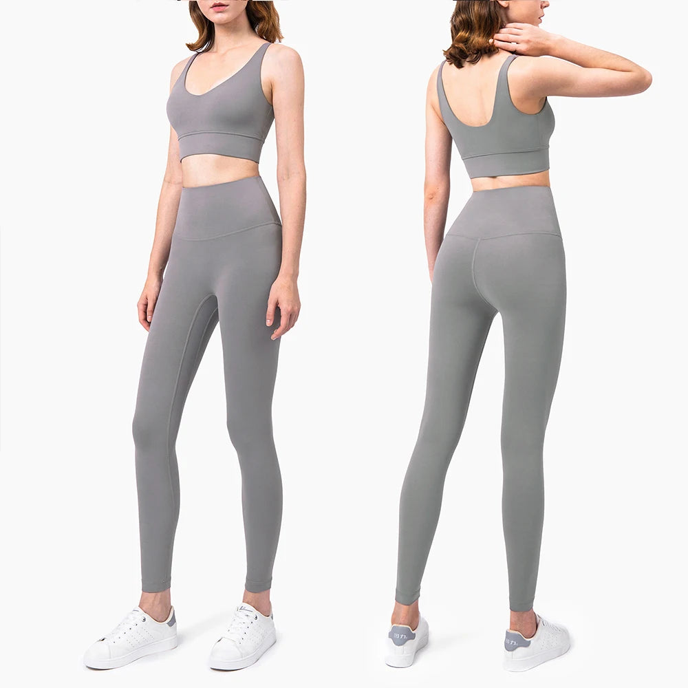 Stylische Sportmode Für Frauen: Nahtlose Yoga Ensembles Für Maximale Bewegungsfreiheit Nashorngrau Satz 2