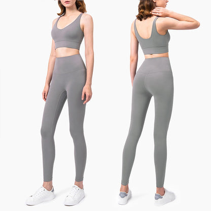Stylische Sportmode Für Frauen: Nahtlose Yoga Ensembles Für Maximale Bewegungsfreiheit Nashorngrau Satz 2