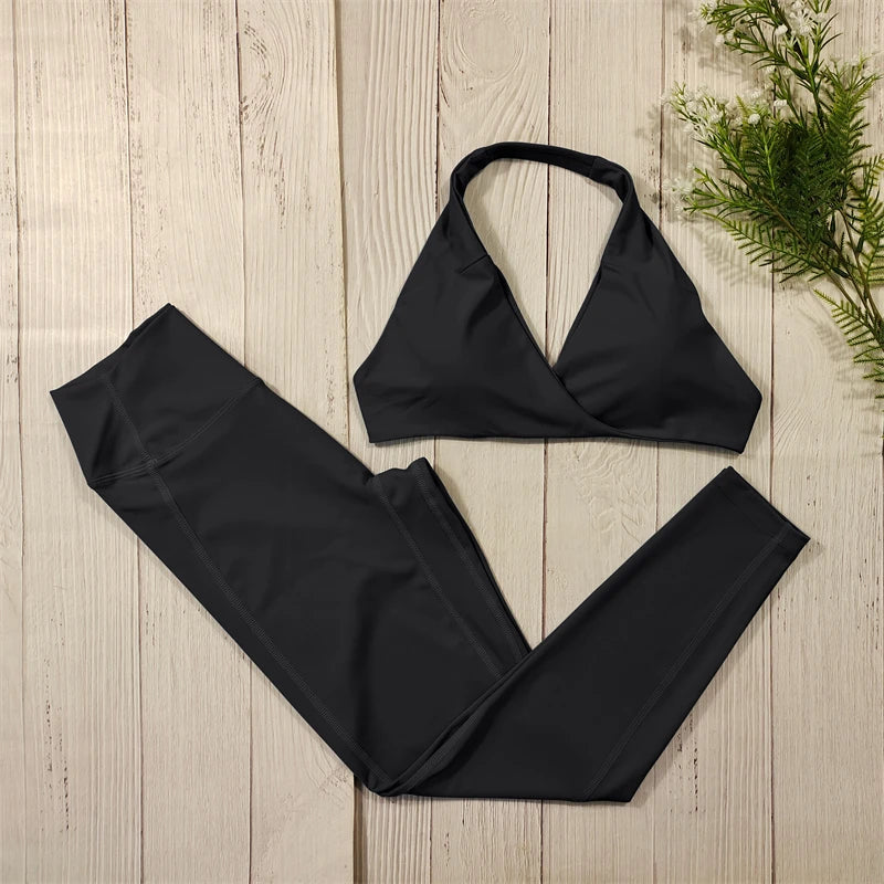2-Teiliges Luxus Yoga Set Für Frauen – Sportbekleidung Schwarz