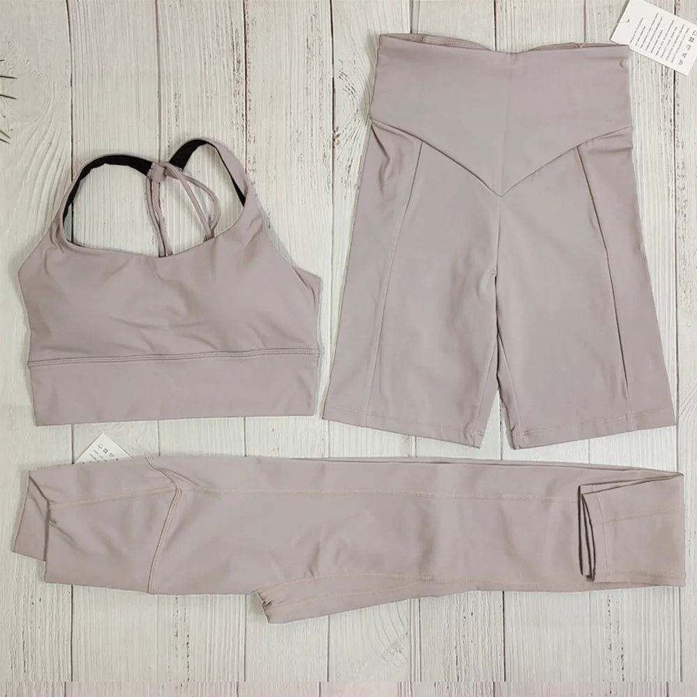 Design, Fitness Sportkleidung 3Pcs Grau set