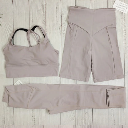 Design, Fitness Sportkleidung 3Pcs Grau set