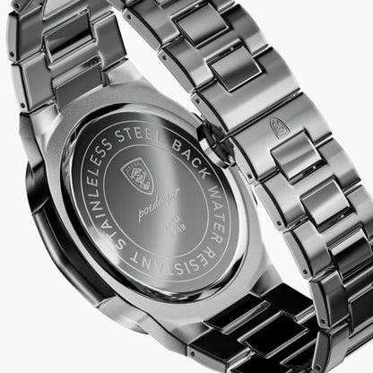 Das japanische Quarzwerk der Hugo Albrecht Poedagar 41mm Edelstahl Uhr für zuverlässige Zeitmessung.