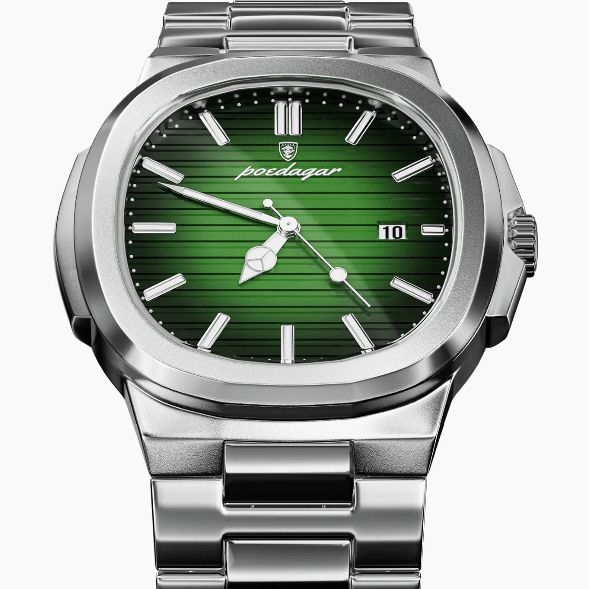 Detailansicht der Hugo Albrecht Poedagar 41mm Edelstahl Uhr mit robustem 316L Premium-Edelstahl.