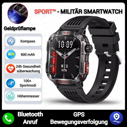 SPORT™ - MILITÄR SMARTWATCH Schwarzes Silikonarmband