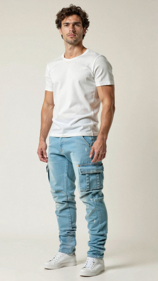 Dehnbare Cargo Jeans Herren