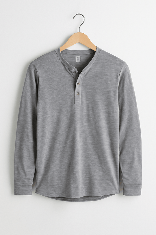 Herren Langarm Henleyshirt