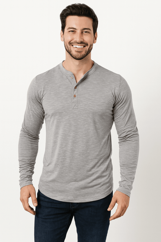 Herren Langarm Henleyshirt