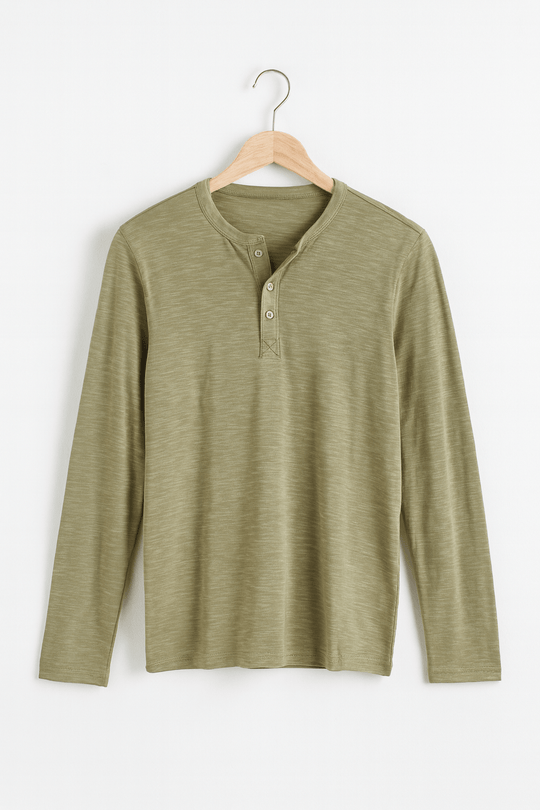 Herren Langarm Henleyshirt