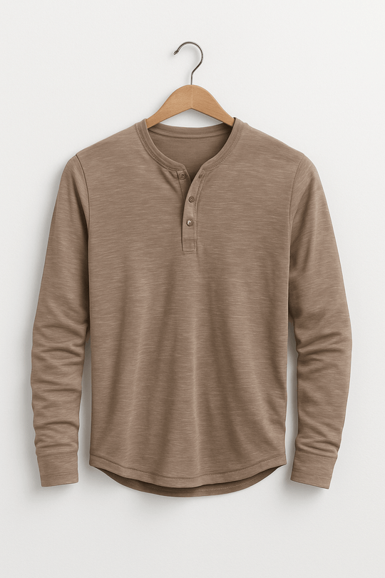 Herren Langarm Henleyshirt
