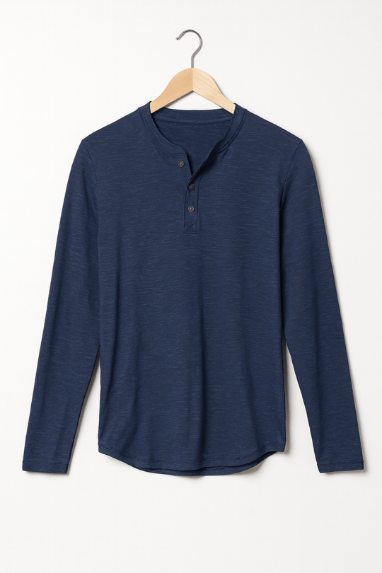 Herren Langarm Henleyshirt