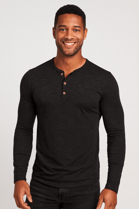 Herren Langarm Henleyshirt