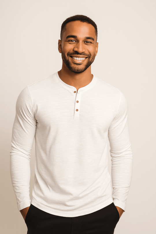 Herren Langarm Henleyshirt