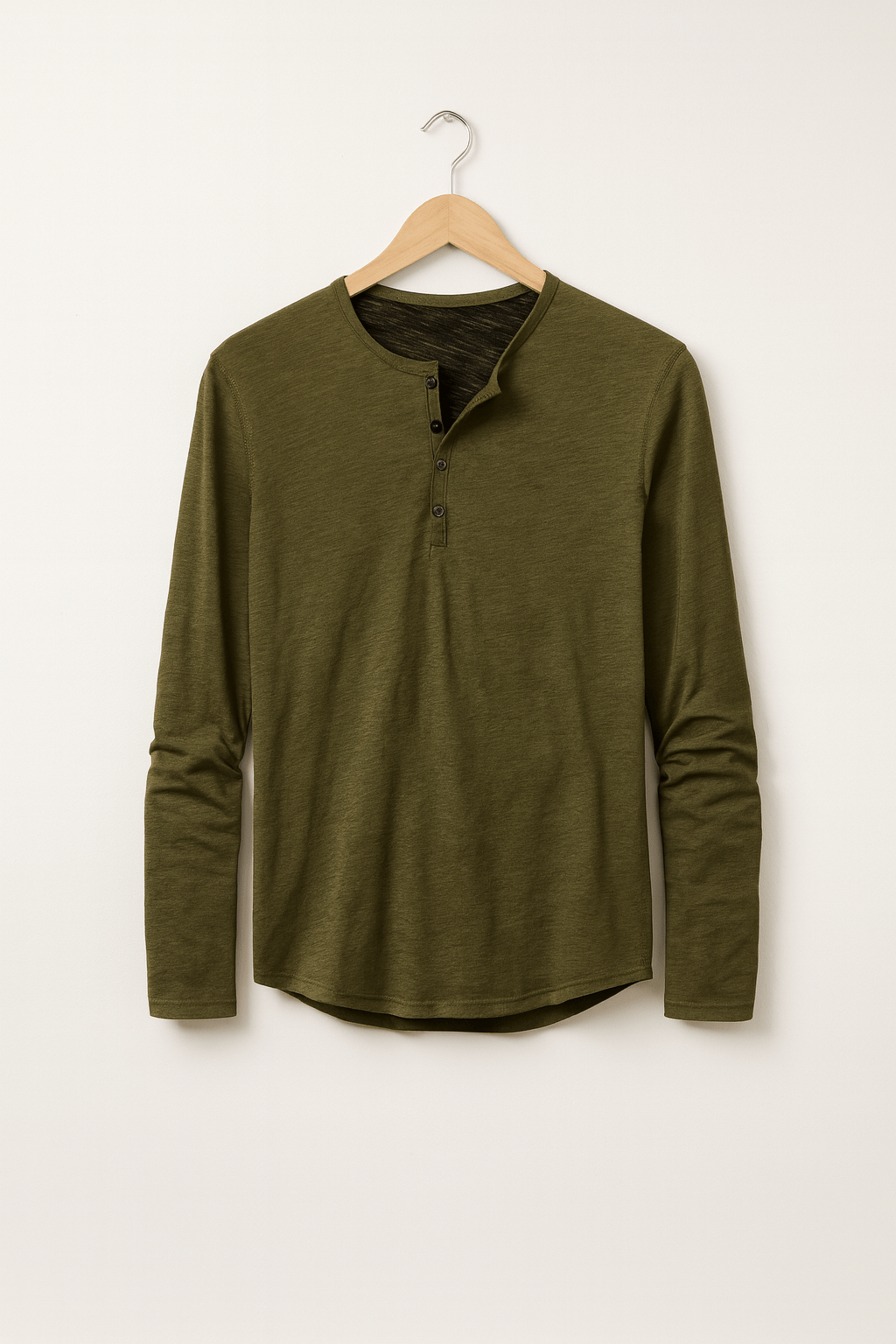 Herren Henleyshirt Mit Knopfleiste