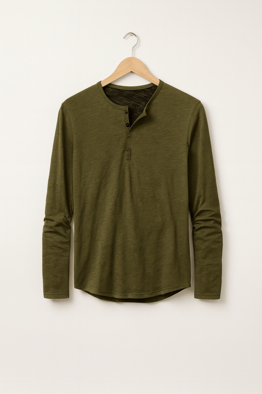 Herren Henleyshirt Mit Knopfleiste