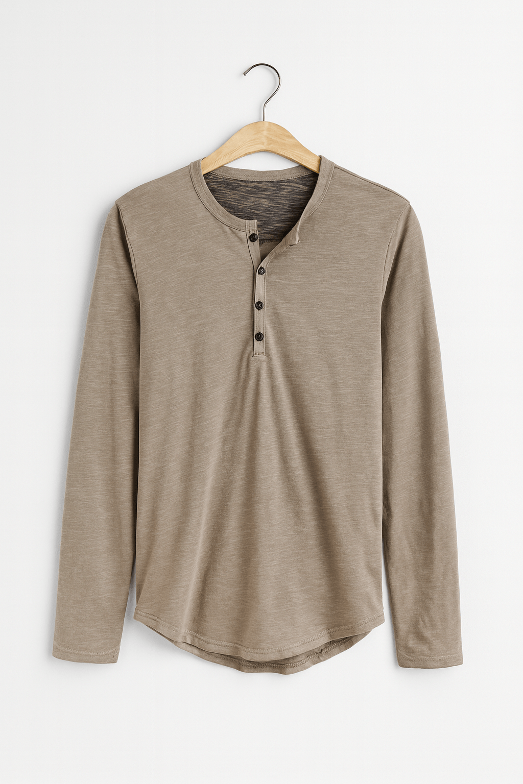 Herren Henleyshirt Mit Knopfleiste