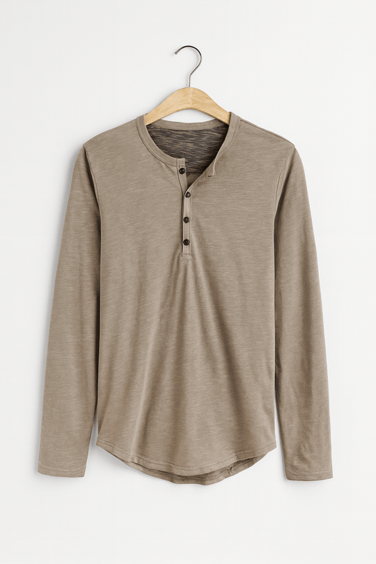 Herren Henleyshirt Mit Knopfleiste