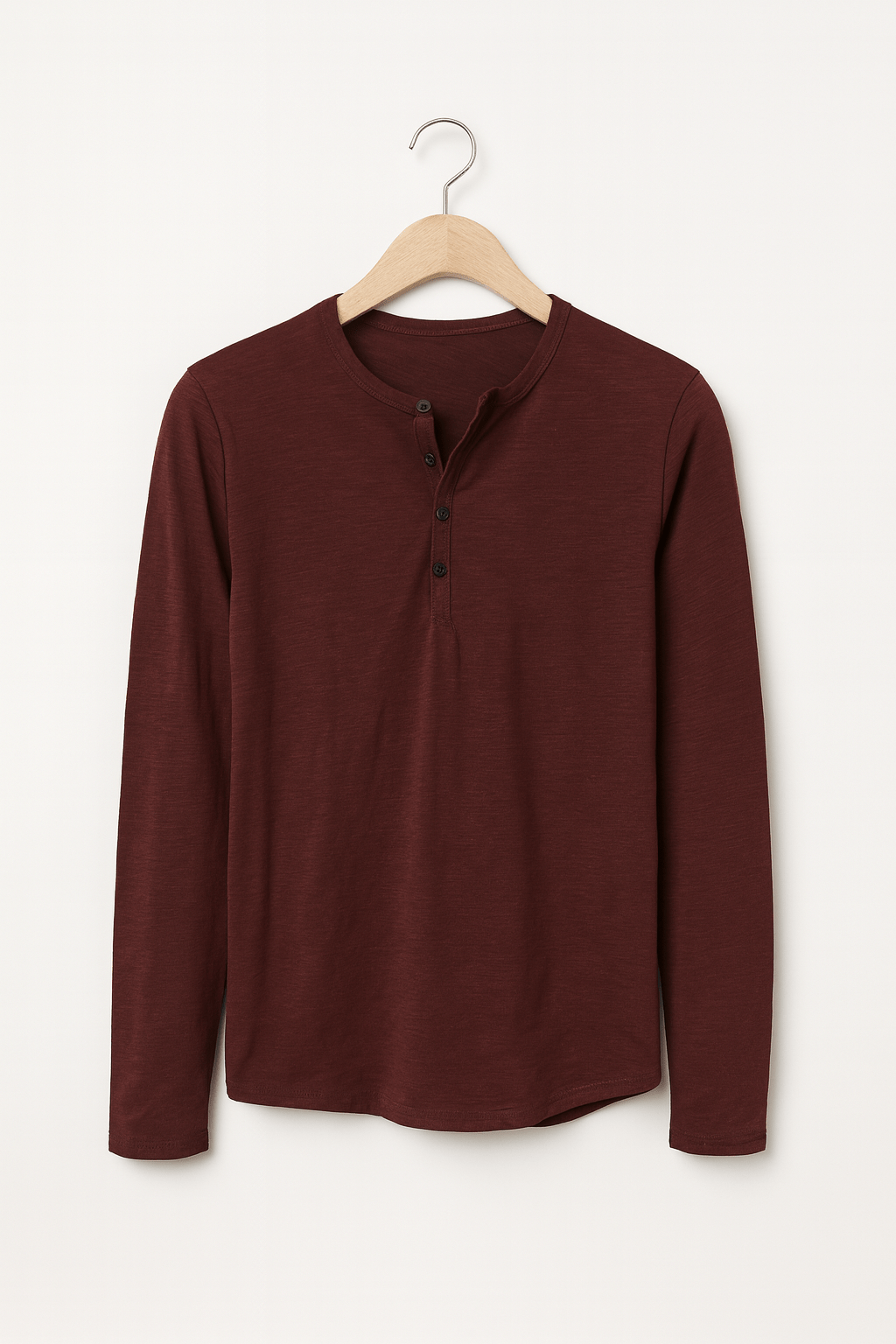 Herren Henleyshirt Mit Knopfleiste