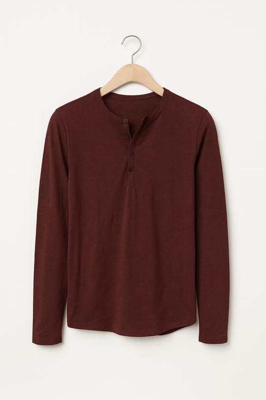 Herren Henleyshirt Mit Knopfleiste