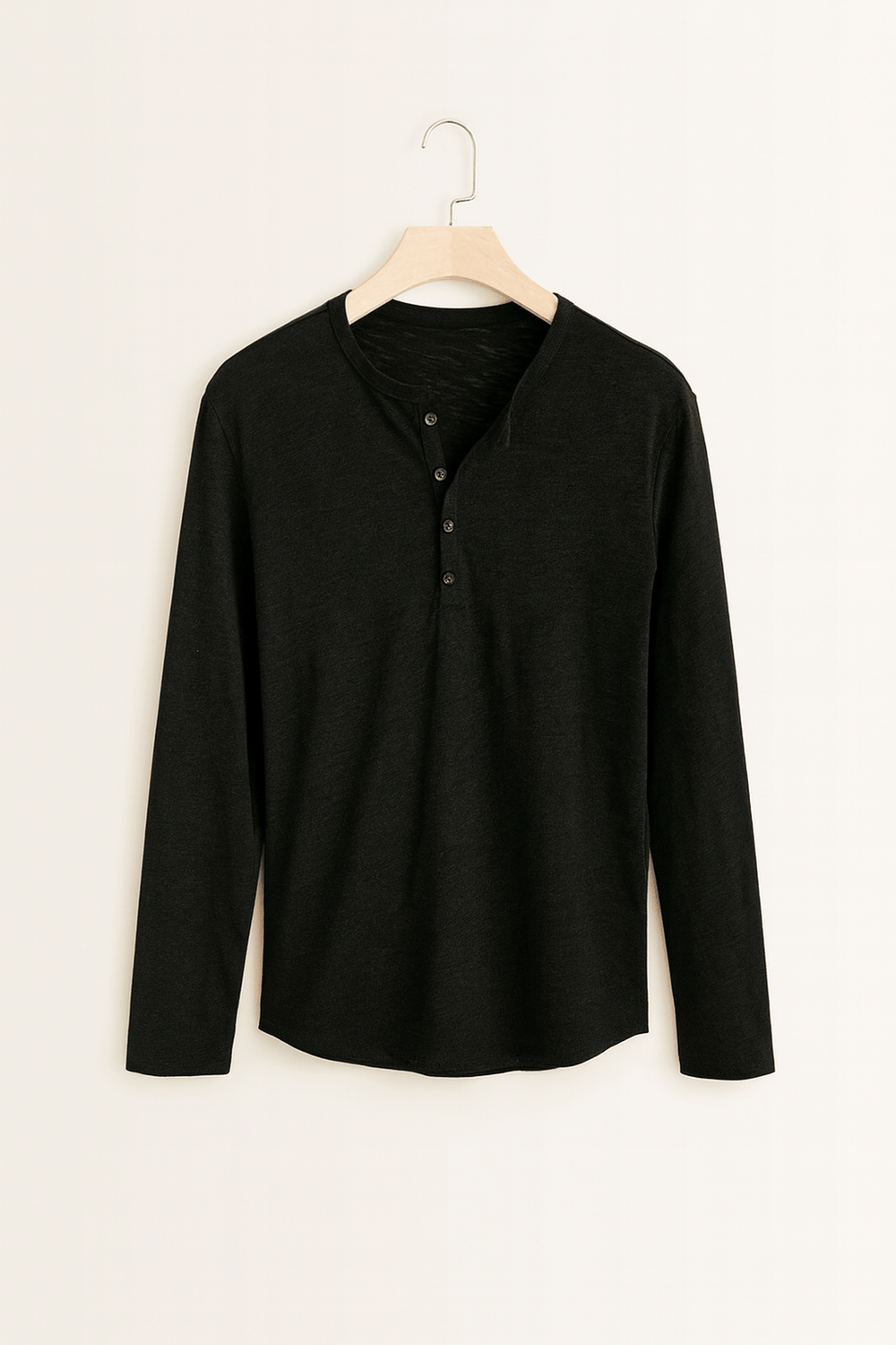 Herren Henleyshirt Mit Knopfleiste