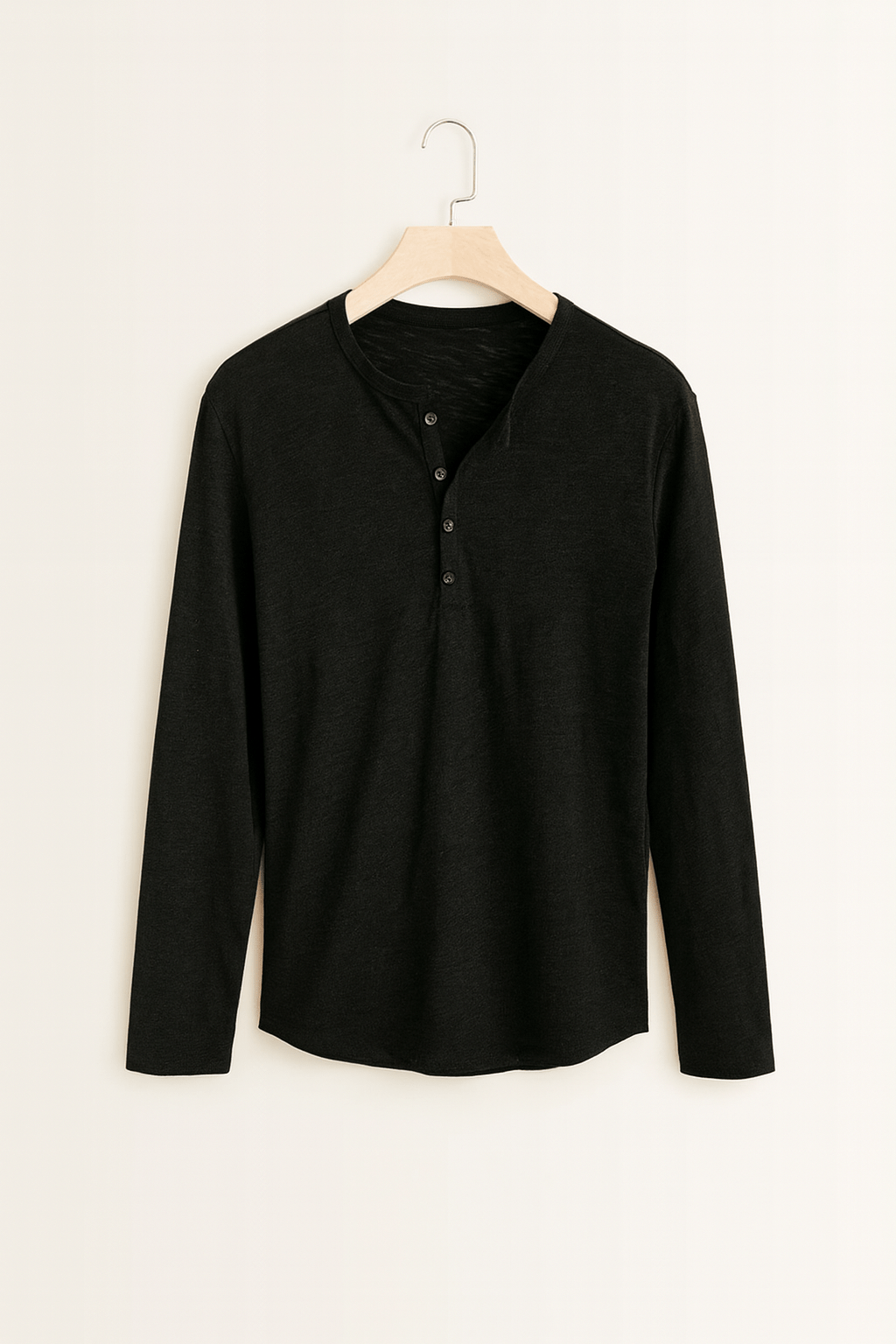 Herren Henleyshirt Mit Knopfleiste