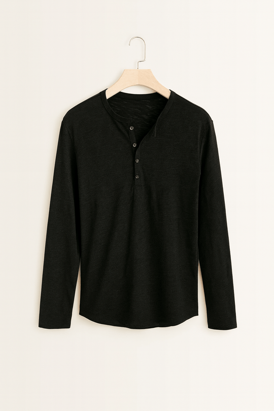 Herren Henleyshirt Mit Knopfleiste