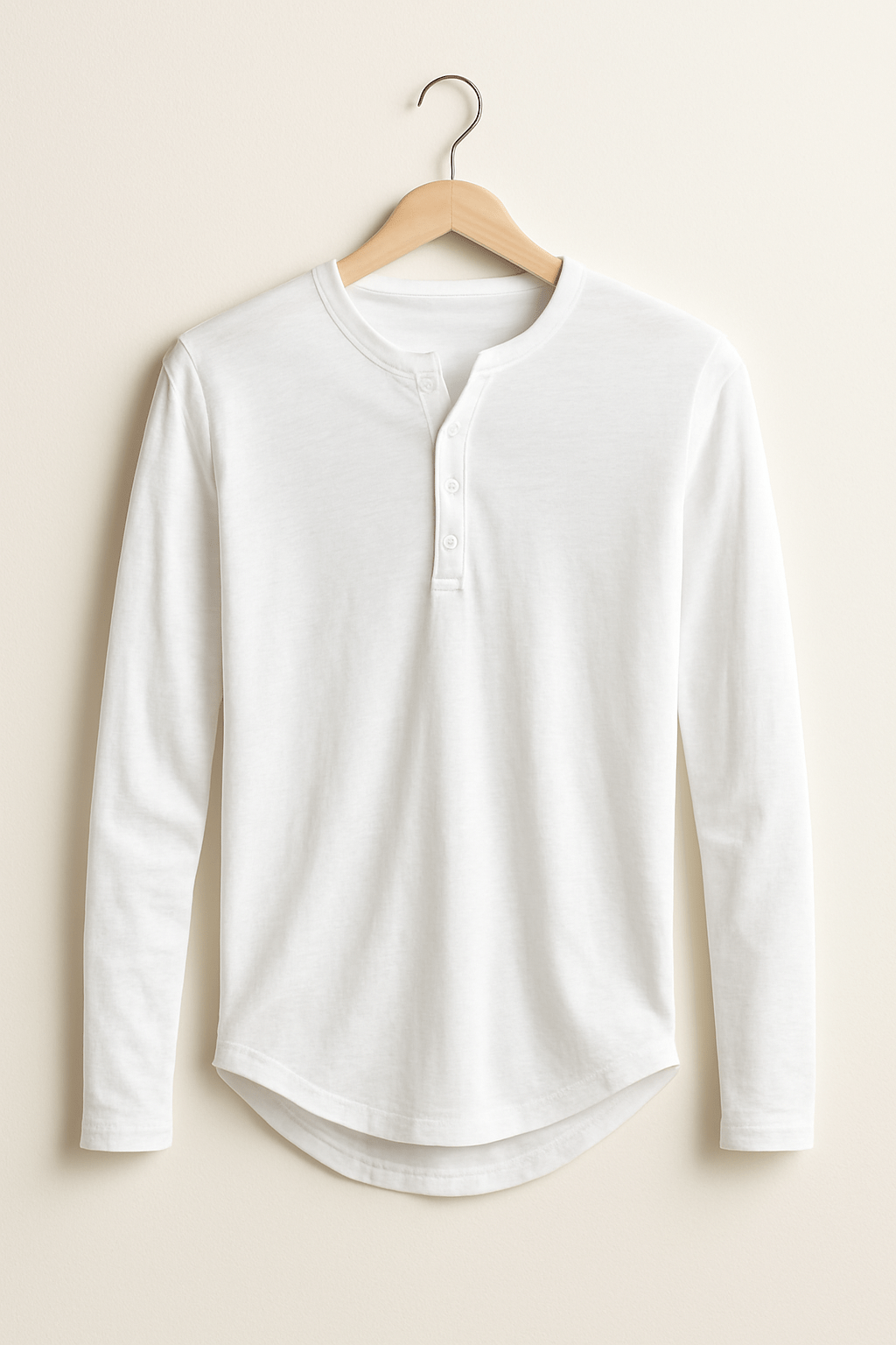 Herren Henleyshirt Mit Knopfleiste