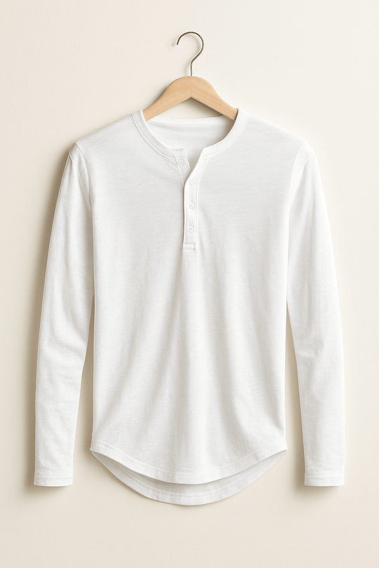 Herren Henleyshirt Mit Knopfleiste
