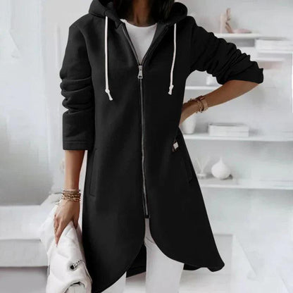 ZOE Hoodie-Mantel Für Damen – Sportlich-Elegantes Design Mit Kapuze, Weich & Atmungsaktiv Schwarz