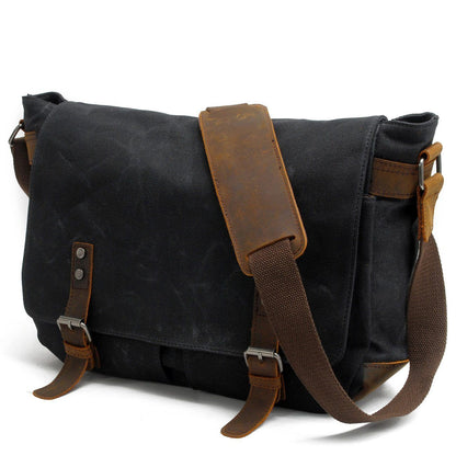 Conway™ Retro Umhängetasche Aus Gewachstem Baumwoll-Canvas – Vintage Messenger Bag Mit Laptopfach und praktischem Design.
