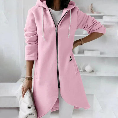 ZOE Hoodie-Mantel Für Damen – Sportlich-Elegantes Design Mit Kapuze, Weich & Atmungsaktiv Rosa