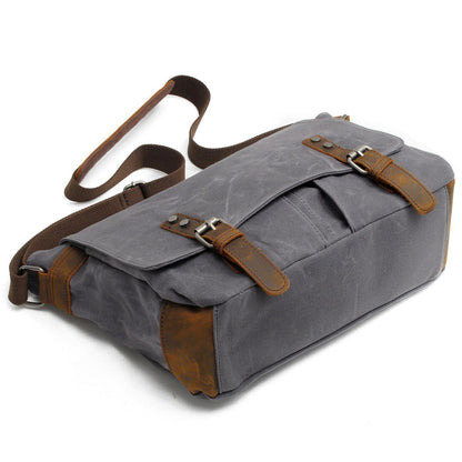 Conway™ Retro Umhängetasche Aus Gewachstem Baumwoll-Canvas – Vintage Messenger Bag Mit Laptopfach, detailreiche Vintage Messenger Bag mit robustem Design.